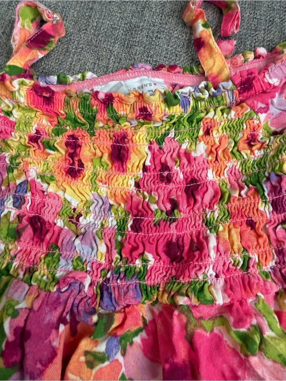 The Children's Place Pink Floral Smocked Casual Dress size 2T cold shoulder GUC - Picture 3 of 10